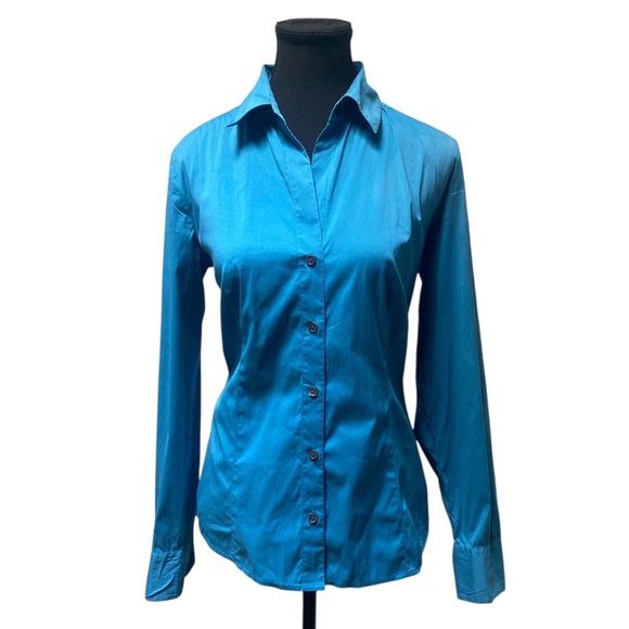 Ann Taylor Turquoise Button-Down Shirt EUC 6 - Picture 1 of 6